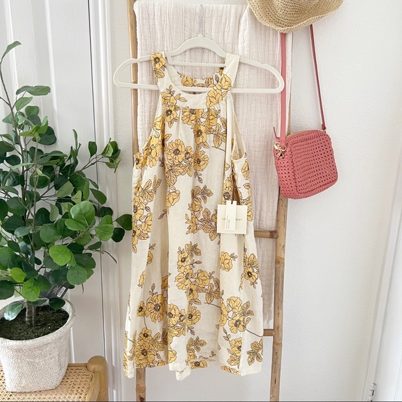 CYNTHIA ROWLEY Floral Sleeveless Linen Dress - Picture 1 of 6